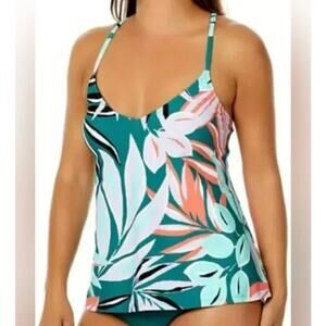 Anne Cole Women's Floral Easy Triangle Tankini Swim Top in XXL
